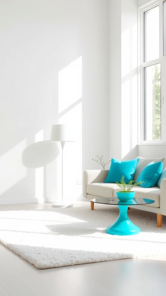 White Floor Lamps with Turquoise Bases