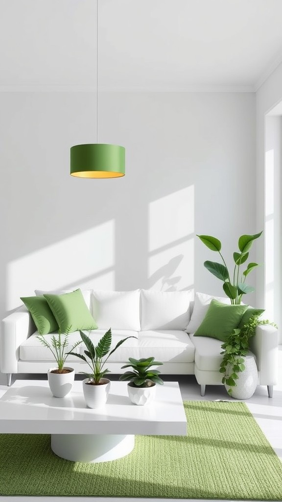 White Lighting Fixtures with Green Shades