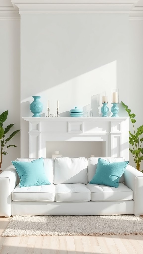 White Mantel with Turquoise Accents