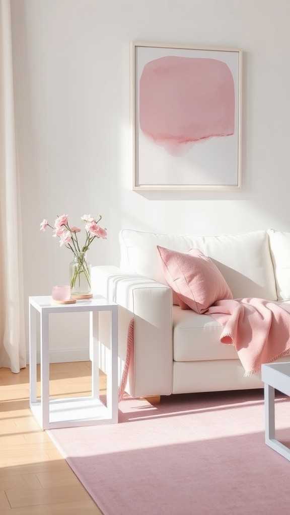 White Side Tables with Pink Details