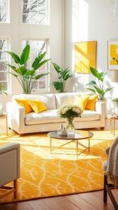 yellow and white living room decor ideas