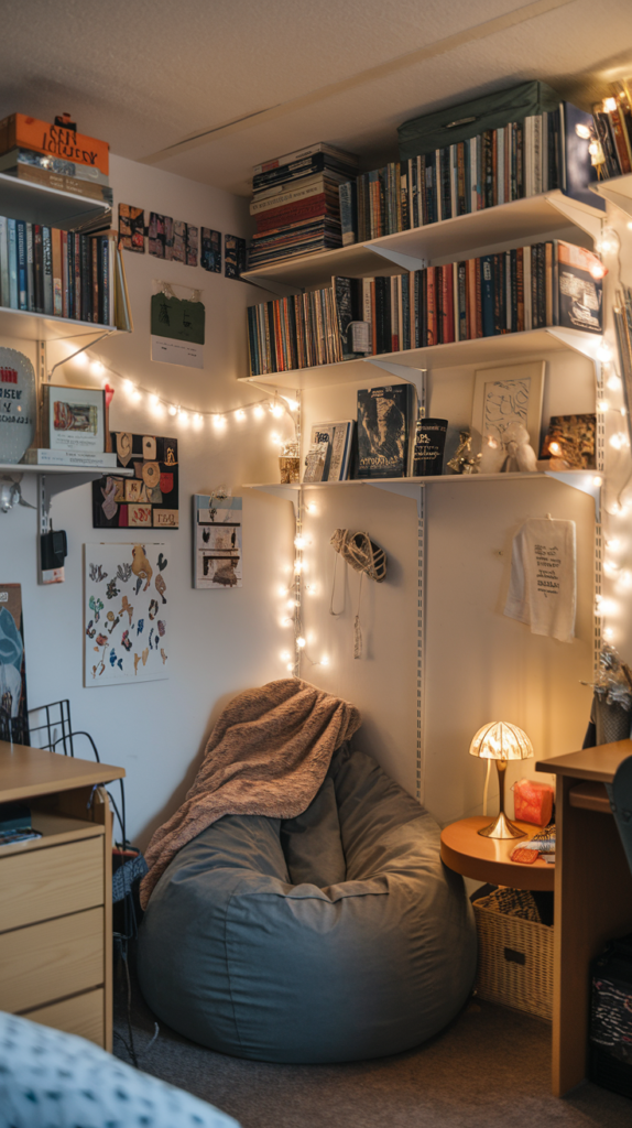 Cozy Reading Nook with Bean Bags or Cushions