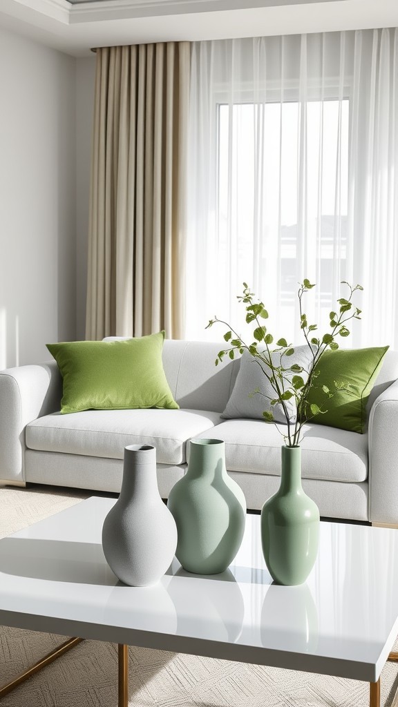 Accessorize with Gray and Green Vases