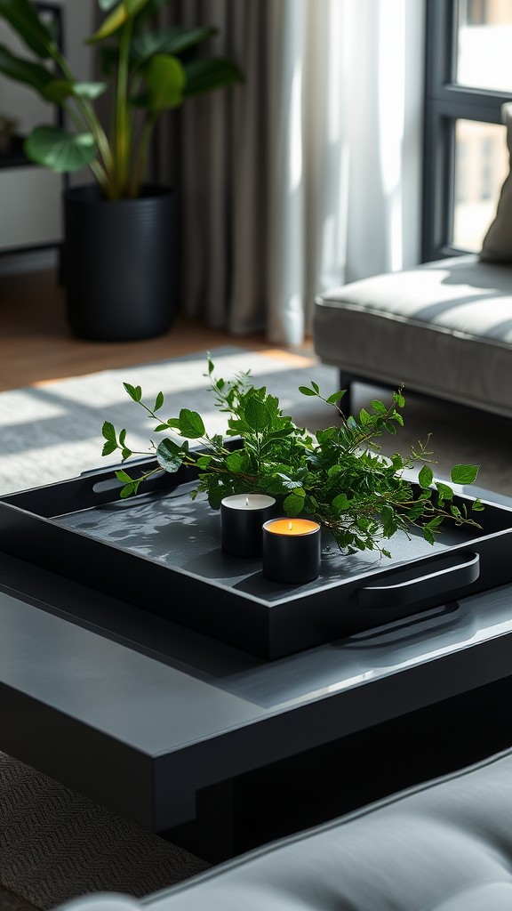 Black and Green Decorative Trays