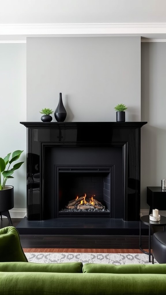 Black and Green Fireplaces or Mantels