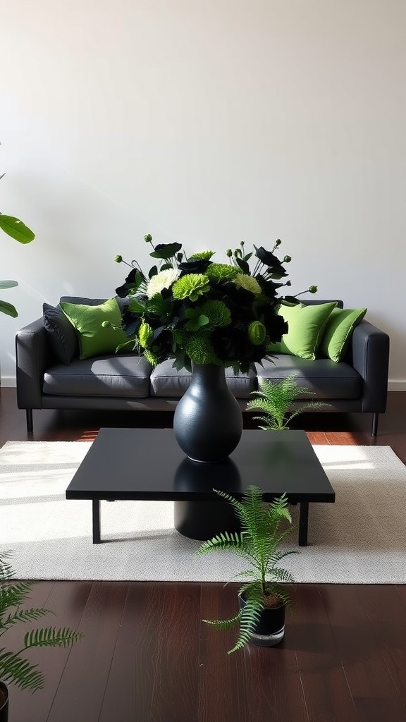 Black and Green Floral Arrangements