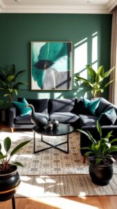 black and green living room decor ideas