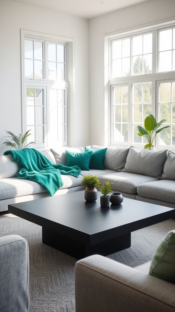 Black Coffee Table with Green Accents