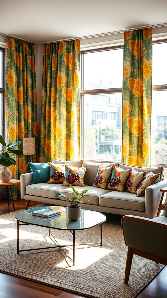 Bold Patterns in Curtains and Cushions