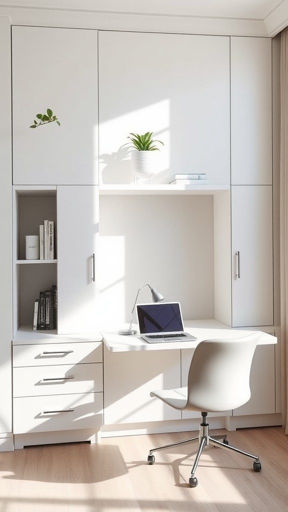 Built-In Cabinets to Conceal Office Supplies