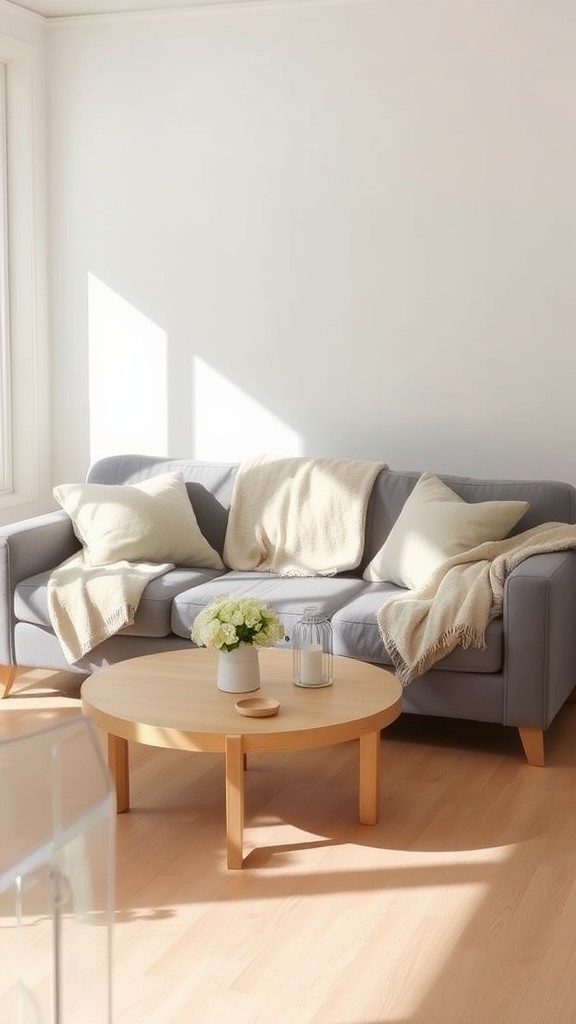 Classic Gray Sofas with Cozy Throws