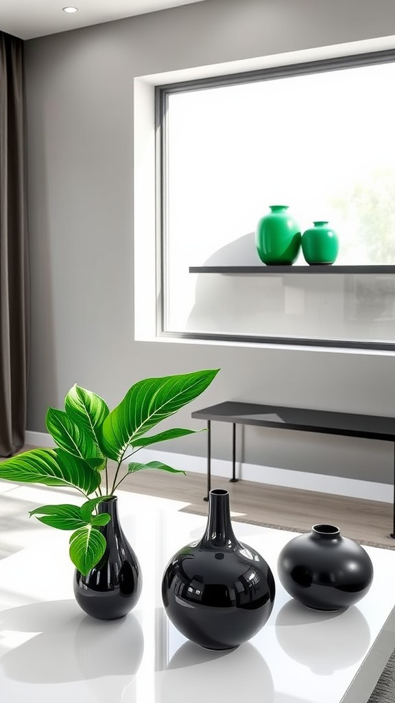 Decorative Black and Green Vases