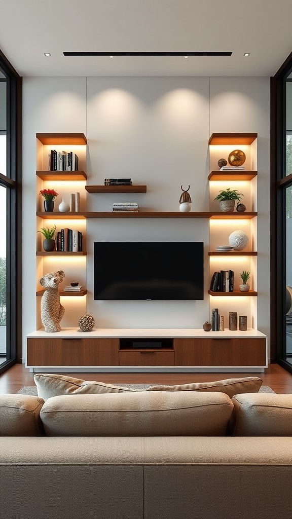 Entertainment Center with Built-In Shelving