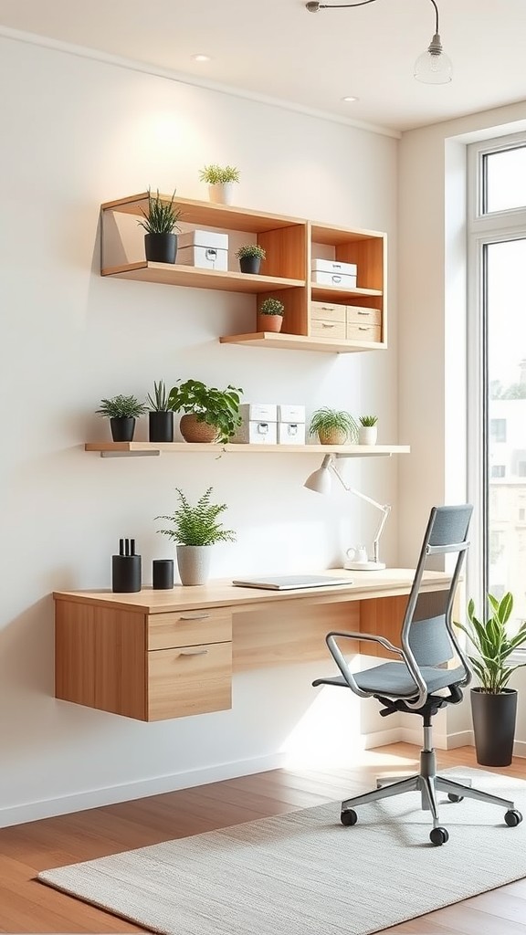 Floating Desk with Wall-Mounted Storage