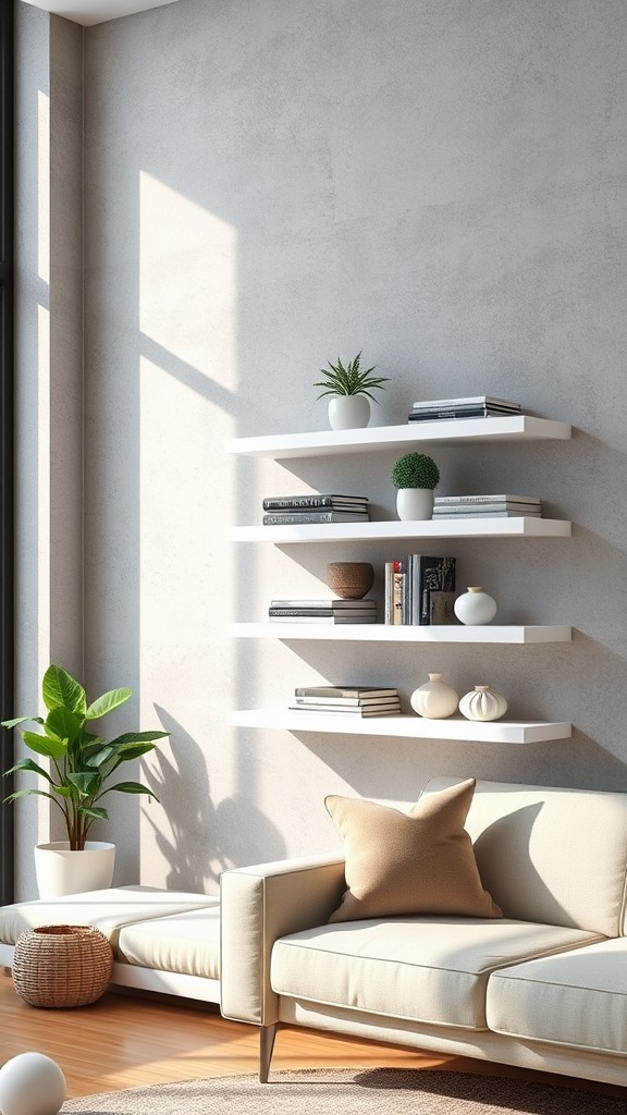 Floating Shelves with a Backdrop