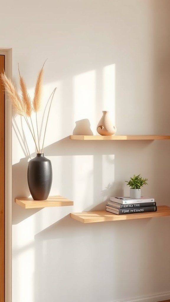 Floating Shelves with Decorative Objects