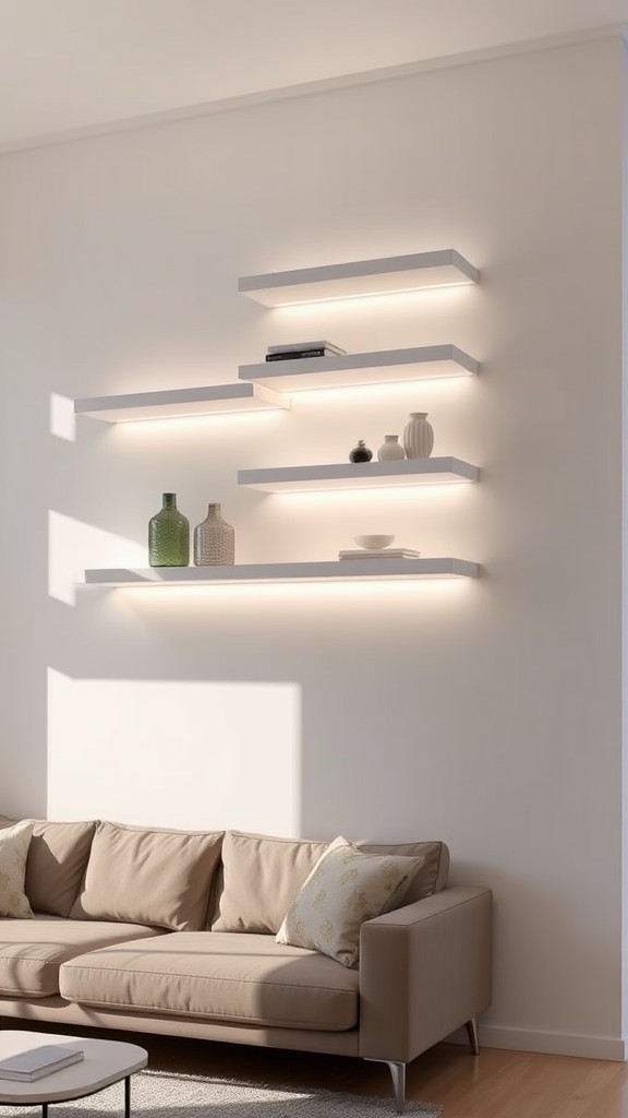 Floating Shelves with Integrated Lighting