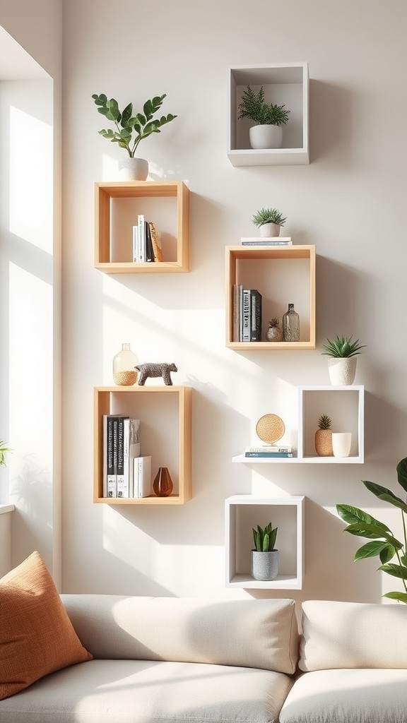 Geometric-Shaped Floating Shelves