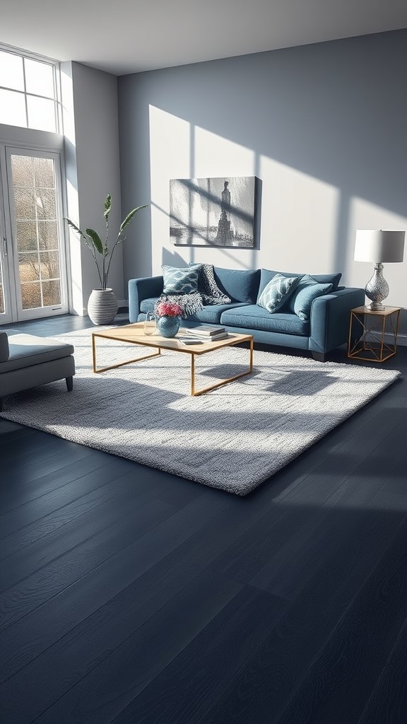 Gray Carpet Over Navy Flooring