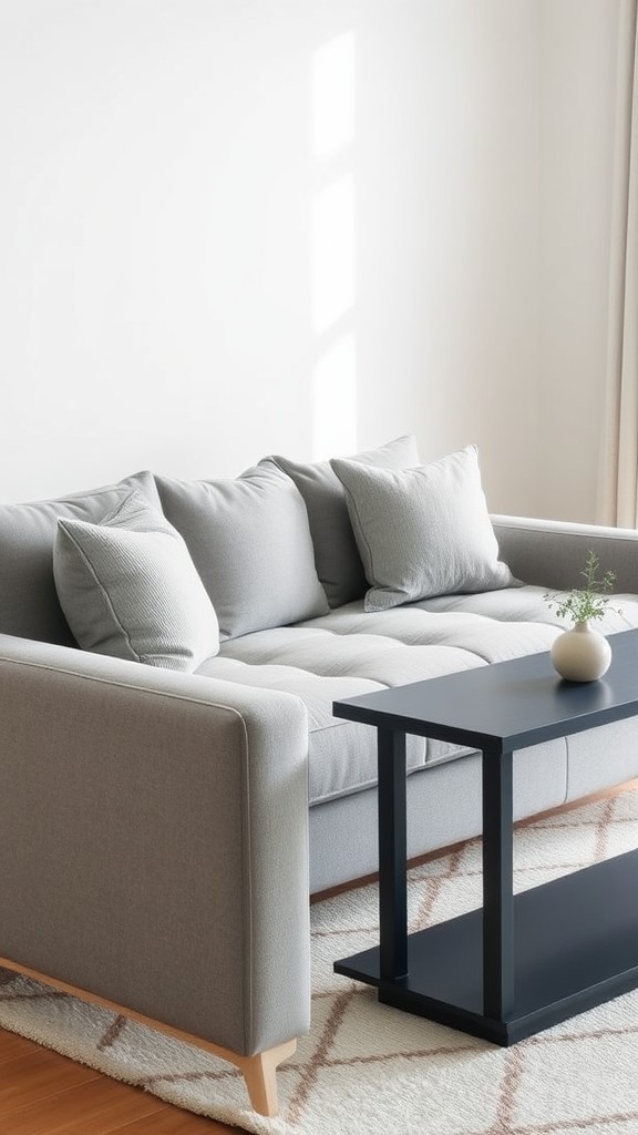 Gray Sectional with Navy Console Table