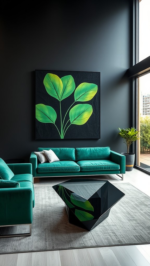 Green and Black Artwork for a Modern Touch