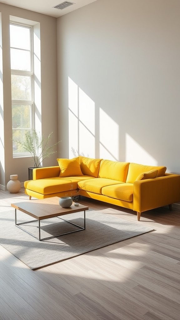 Incorporate a Yellow Sectional Against Gray Walls