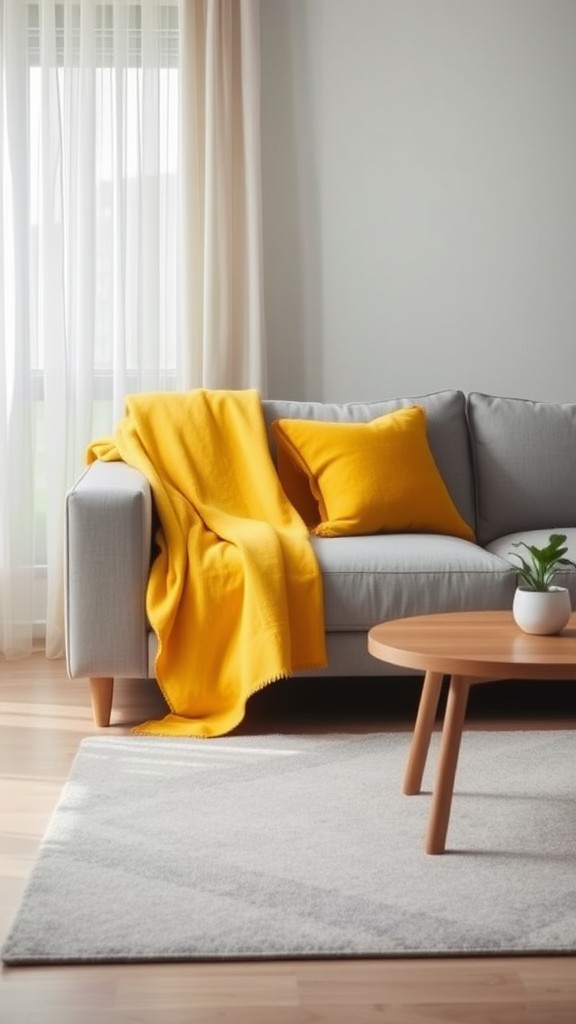 Integrate Yellow and Gray Throw Blankets