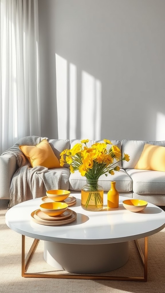 Introduce Yellow Tableware in Gray Surroundings