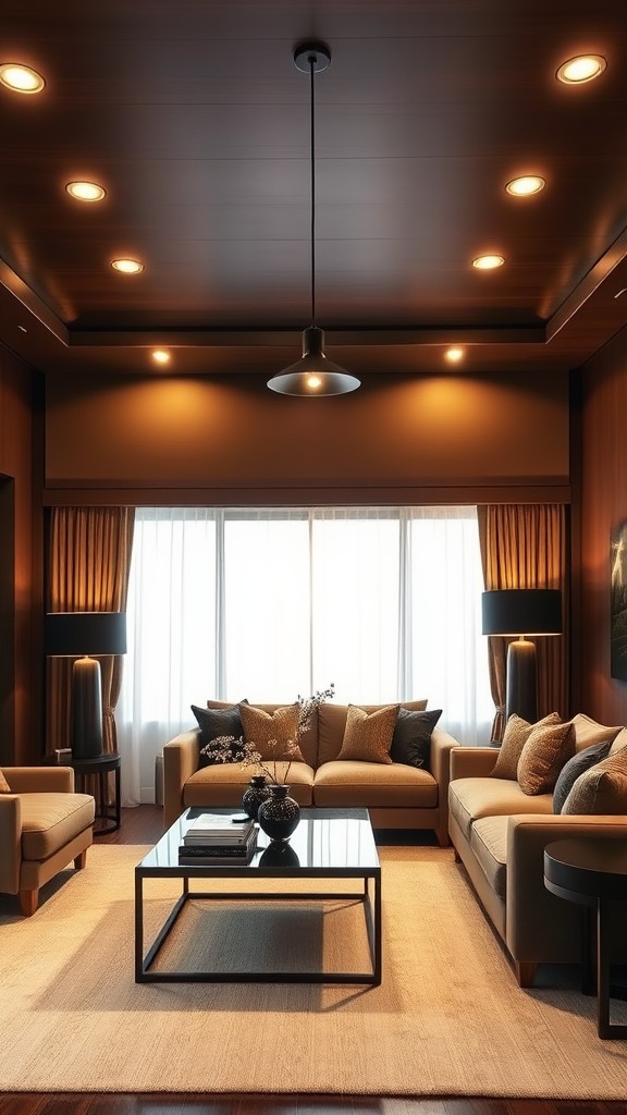 Layered Lighting with Black Fixtures