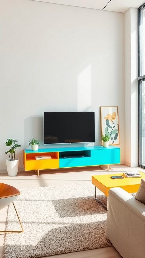 Media Console in Bright Colors