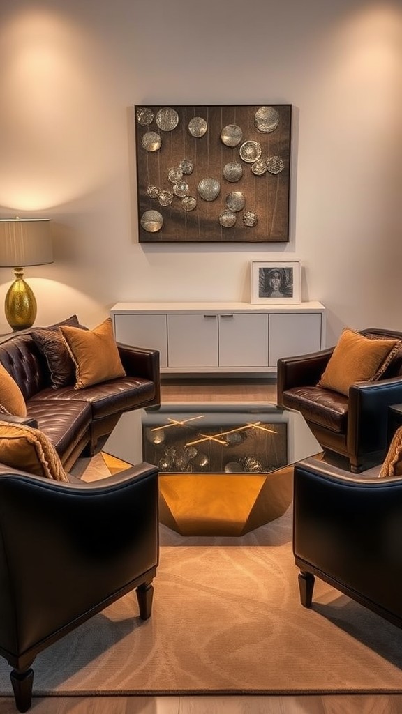 Metallic Accents in Black and Brown Decor