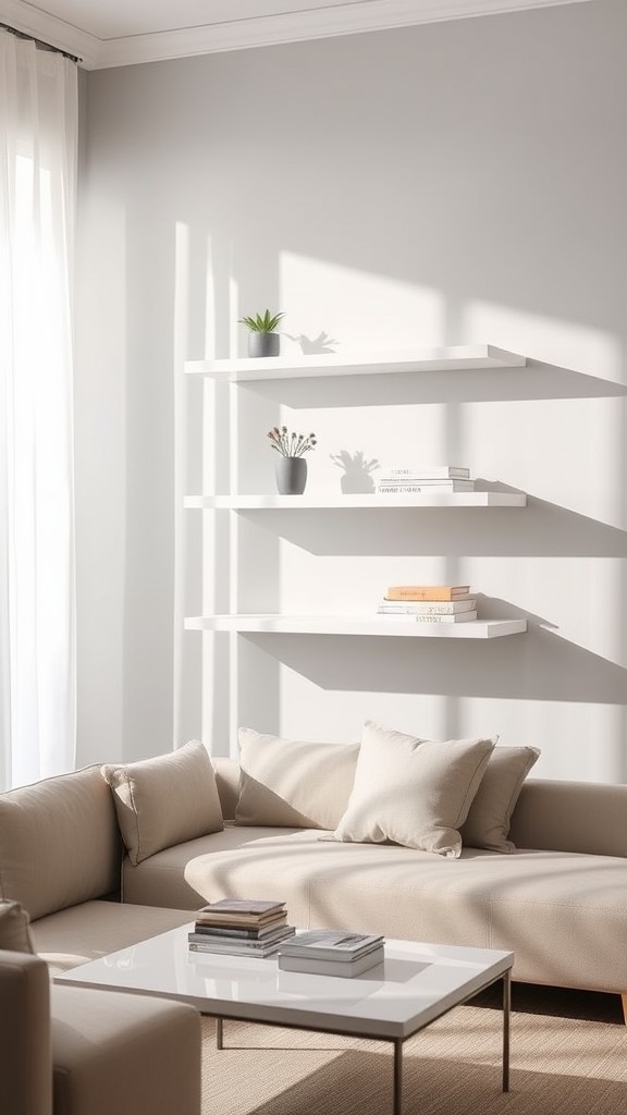 Minimalist White Floating Shelves