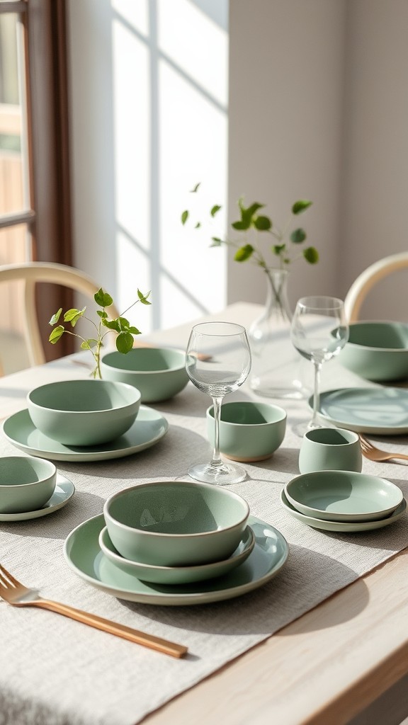 Mix and Match Green and Gray Tableware