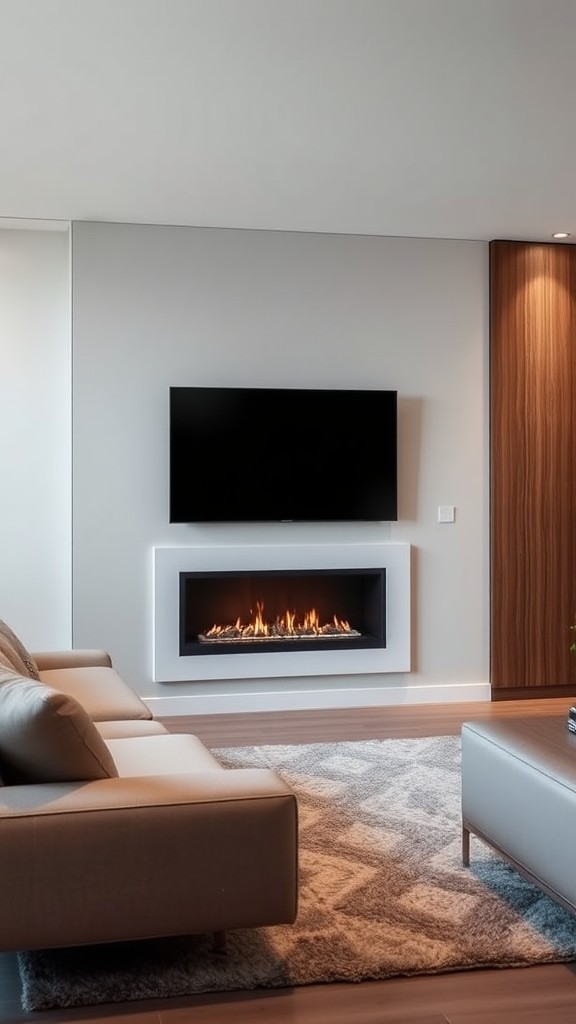 Modern Fireplace and TV Combo