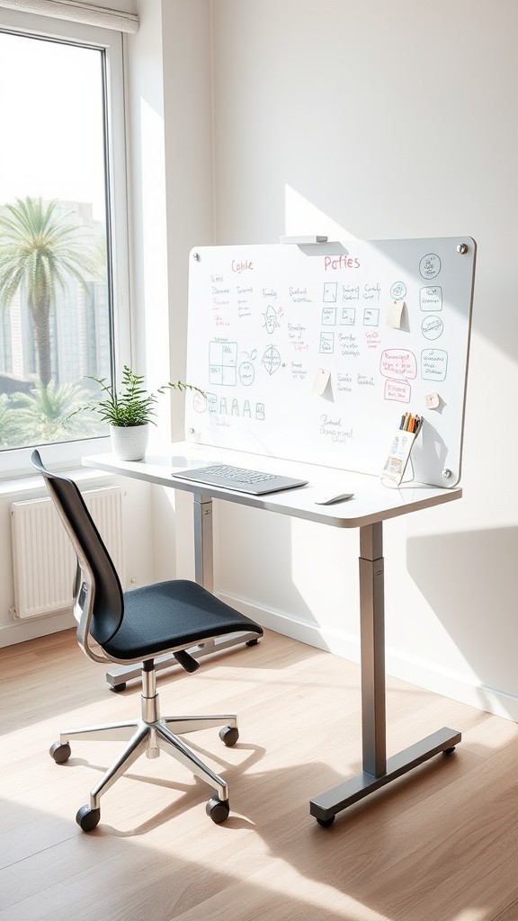 Multi-Purpose Standing Desk with Whiteboard Surface