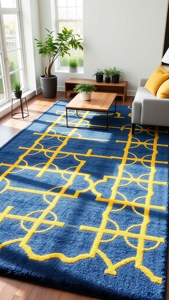 Navy and Yellow Area Rugs