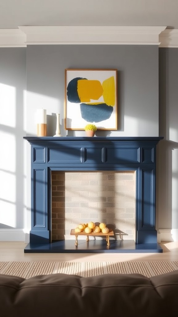 Navy Blue Fireplace Mantel Decor