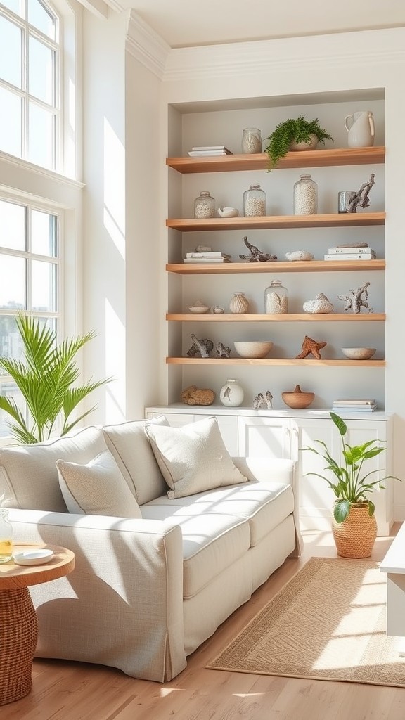 Open Shelving Displaying Beach Finds