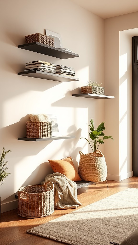 Open Shelving with Baskets for Storage