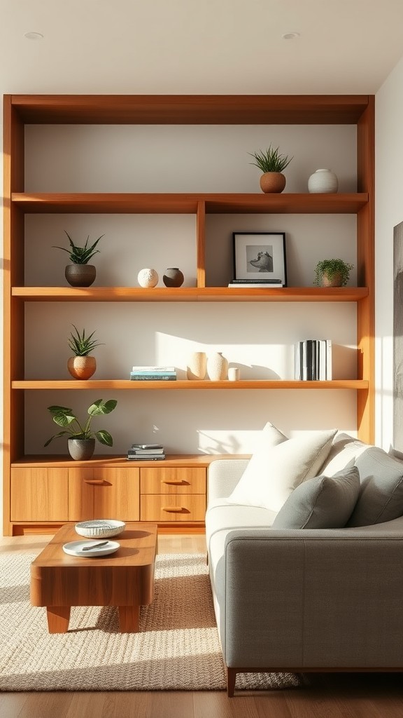 Opt for Open Shelving with Natural Wood Finish