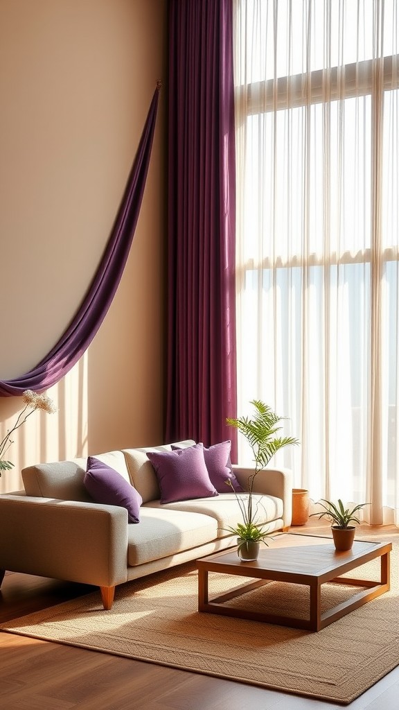 Purple and Beige Curtains