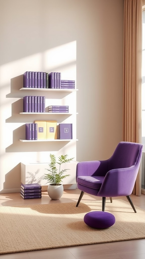 Purple Books or Magazines Display