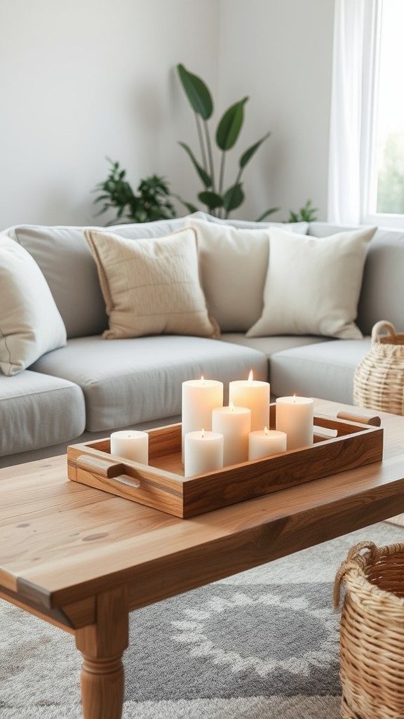 Rustic Accessories like Wooden Trays and Candles