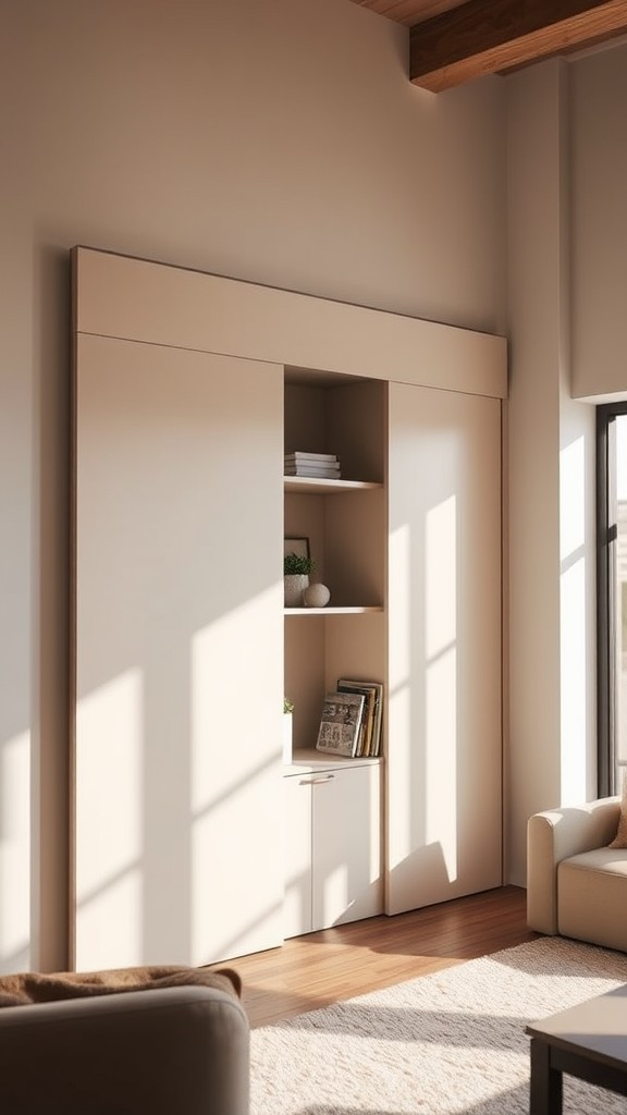 Sliding Door Shelves for Concealed Storage