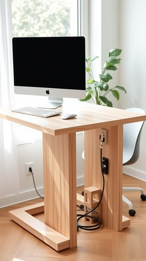 Standing Desk with Built-in Cable Management