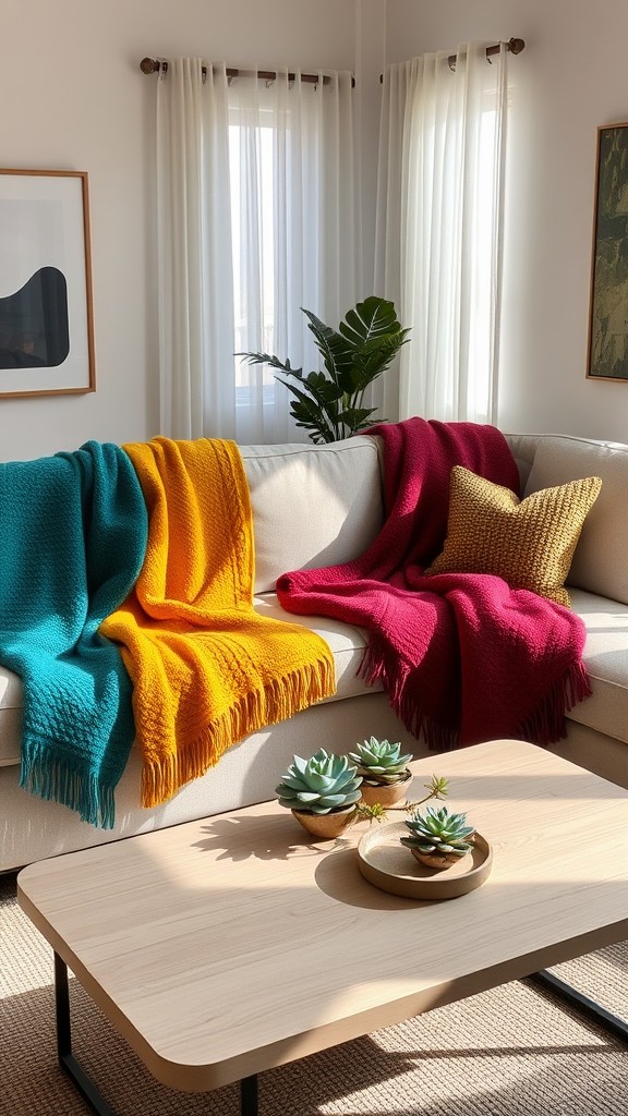 Use Colorful Throw Blankets