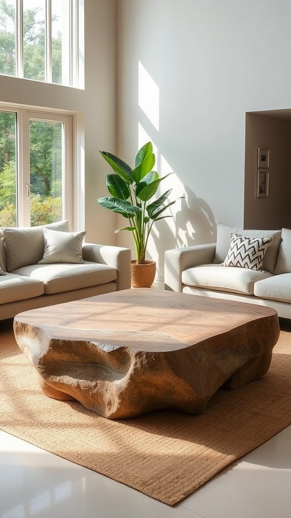 Utilize Natural Stone Elements in Coffee Tables