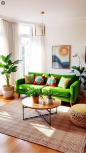 vibrant green couch living room ideas