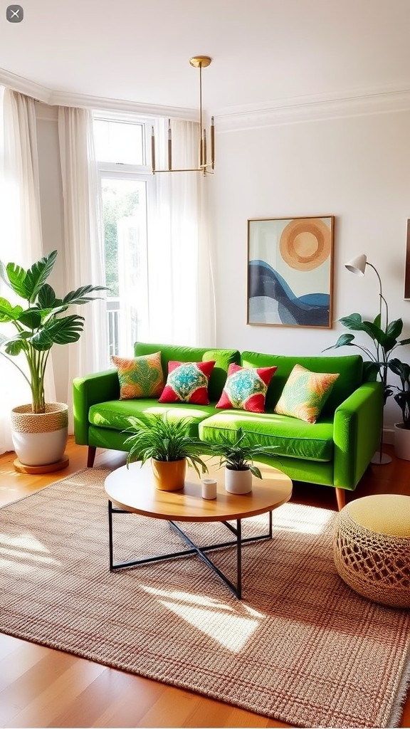 vibrant green couch living room ideas