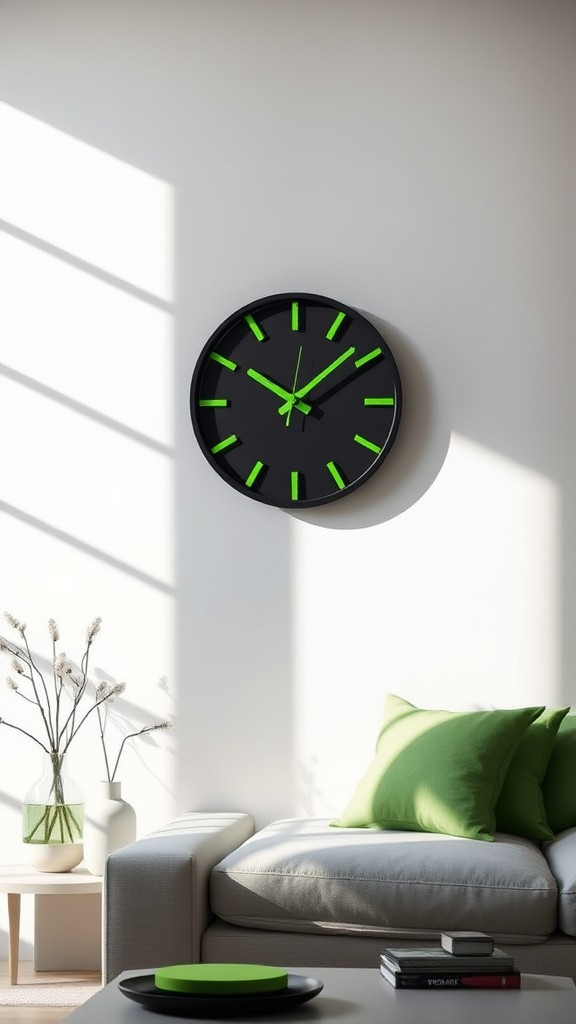 Wall-mounted Black and Green Clocks